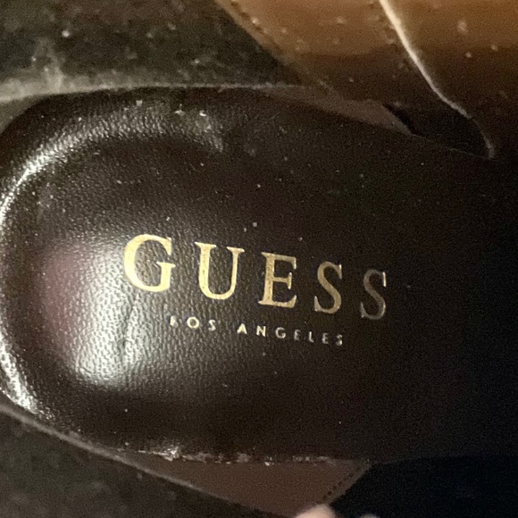 R GUESS Dark Brown Lapse Faux Leather Croc Stiletto High Heel Ankle Boot sz  8M - Picture 9 of 13